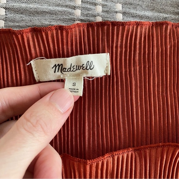 Madewell Texture & Thread Micropleat Short Sleeve Swing Top Orange Red Small - Picture 4 of 9